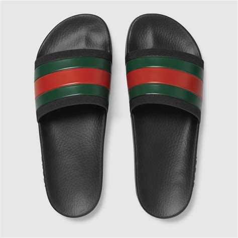 black and white gucci slides